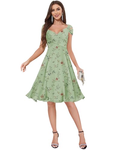 Chiffon Bridesmaid Dresses Short Summer Off Shoulder Formal Wedding Guest Dress