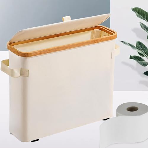 Panier de rangement pour papier toilette avec couvercle discret pour WC et camping-car - 4