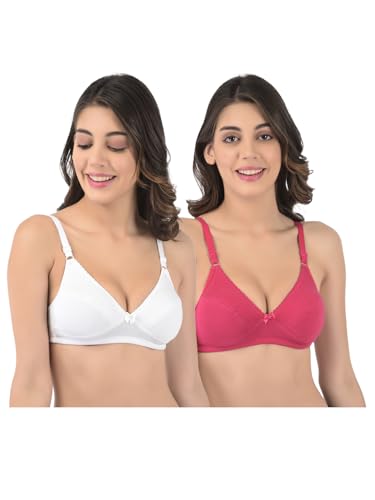 Image of Softline Women's Cotton Blend Wire-Free Non-Padded Plunge Bra Combo | Comfortable & Breathable Everyday Wear (Pack of 2)