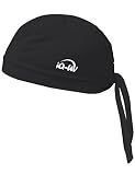 iQ-UV Unisex Bandana für Herren & Damen – Bequemes UV-Schutz Kopftuch mit LSF 300 – TÜV & ÖKO-TEX Zertifiziert – Hochelastisch & Atmungsaktiv – Sonnenschutz für Kopf - M (57 cm) Schwarz