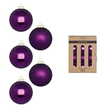 Bolas de Navidad de cristal de 3 cm, 24 unidades, mate y brillante, mini bolas para árbol de Navidad, decoración para árbol de Navidad y decoración para árbol de Navidad, color morado y morado