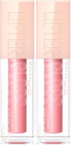 Maybelline New York Glänzender Lipgloss für voller wirkende Lippen, Feuchtigkeitsspendend, Mit Hyaluronsäure, Lifter Gloss, Farbe: Nr. 004 Silk (Rosa), 1 x 5,4 ml (Packung mit 2)