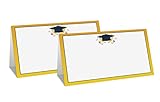 Table Place Card for Graduation Party, 25 Pcs Small Tent Cards Set with Gold Balloons and Graduation Cap Design, Elegant Name Cards Food Lables, Graduation Party Decorations 2022 Supplies(10)