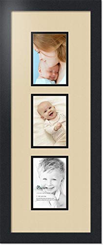 ArtToFrames Collage Photo Frame Double Mat with 3 - 4x6 Openings and Satin Black Frame