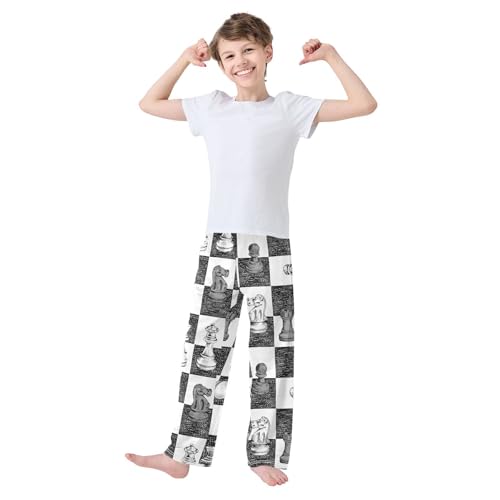 Boys' Pants Chess Figure Checker Long Bottoms Jogger Pants Elastic Waist Trousers with Pockets S-XL2