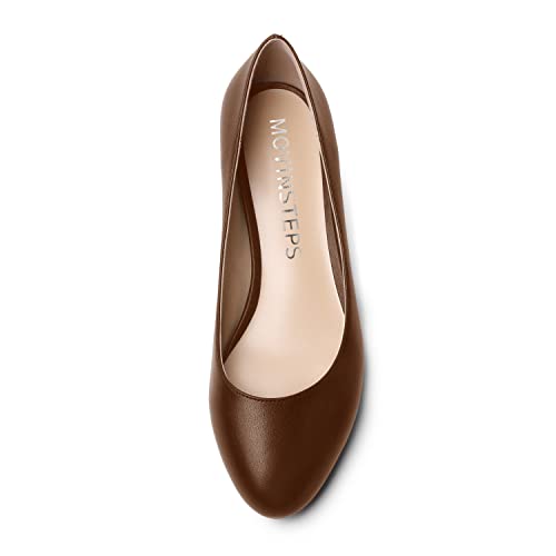 MOVINSTEPS Womens Dating Matte Slip On Round Toe Dress Spool Low Heel Pumps Shoes 1.5 Inch3