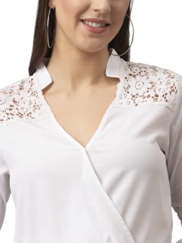 Image of Style Quotient Women White Solid Wrap Top