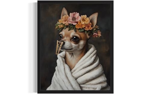 Chihuahua Funny Bathroom Posters Black Humor Smell Pinch Nose Dog Poster Print Wall Art Animal Disgusting Smell Toilet Painting For Bathroom, Restroom, Room Decor Painting Gallery 16 (Chihuahua, 11 x 14 inches, Unframed)