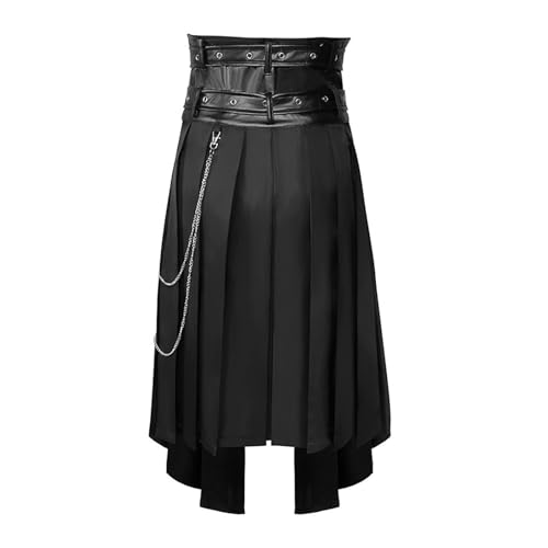 Falda plisada para hombre con cinturón medieval de cuero regulable estilo hip hop 6