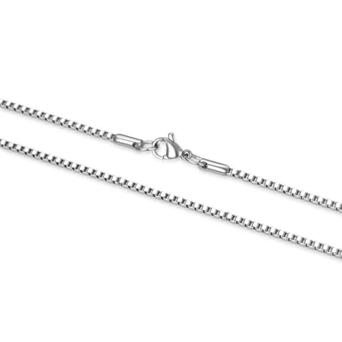 Adabele 2pcs 304 Grade Surgical Stainless Steel 18 Inch Venetian Box Chain Necklace 1.2mm Thin...