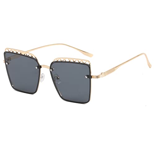 Lunettes de soleil carrées en métal UV400 unisexes style urbain