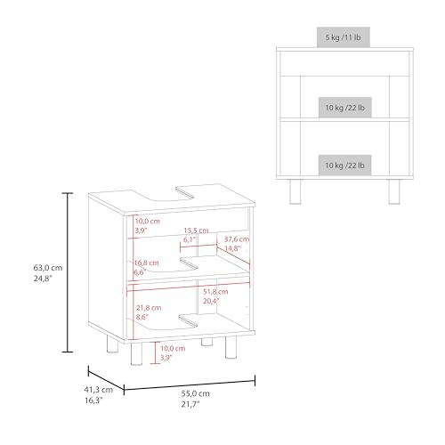 Geelife Organizador para Bajo Fregadero 24.8" de Alto, 2 Puertas, 2 Estantes, 4 Patas, Roble - Baño, Madera Ingenieril, Natural miniatura 2