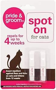 Cat Flea and Tick Spot-On Treatment, Kills Fleas, Lice, Ticks, Eggs and Larvae, Repellent, up to 4 Months Protection, Pack of 3 with Free Collar