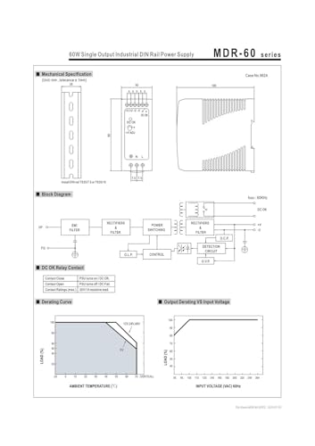 Alimentation industrielle MDR-60 48V rail DIN 60W sortie unique