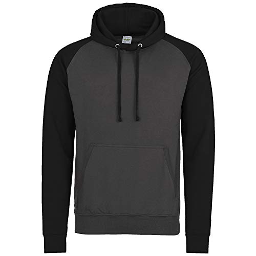 Awdis - Sweat de Baseball à Capuche Bicolore - Homme (L) (Gris foncé/Noir)