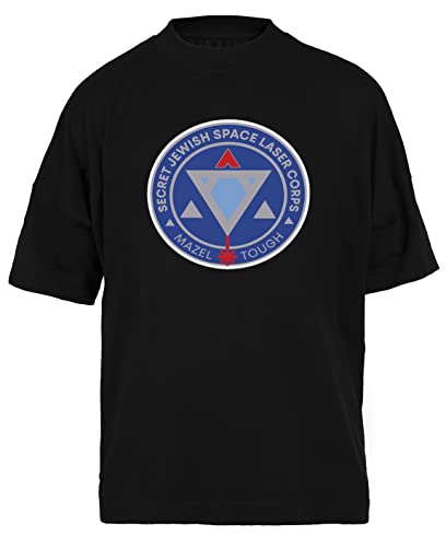T-shirt Secret Jewish Space Laser Corps noir coupe oversize unisexe homme femme