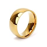 [silver KYASYA]ゴールドリング シンプル ステンレス メンズ レディース 18K GP gold K18 幅2mm 4mm 6mm 8mm 指輪 ピンキー 甲丸 ドーナツ型 IP 金属アレルギー対応 父の日 男性 女性(ゴールド、8mm幅、24号)