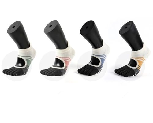Meias femininas de ioga e pilates antiderrapantes com aderência para mulheres, Pk+gn+bu+ye, 9