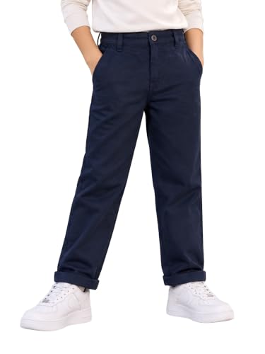 Image of KiddoPanti Boys 100% Cotton Twill Chinos Pant | Comfortable Regular Fit | 2 Side Pocket, 2 Back Pocket | Ankle Length | Back Elasticated Waistband with Button Zip Open Fly