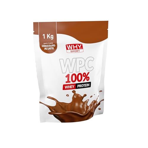 WHY SPORT WPC 100% WHEY - Proteine Whey - Proteine in Polvere per la Massa Muscolare - Senza Glutine - Gusto Cioccolato al latte - 1 Kg
