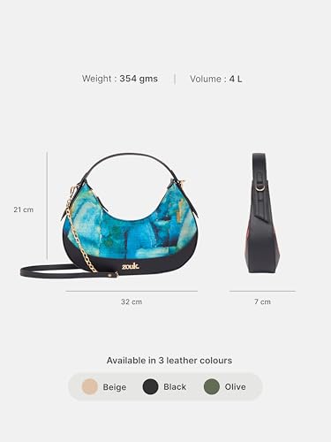 Image of ZOUK Women's Vanya Baguette | Crossbody Vegan Leather Sling Bag | Detachable Strap
