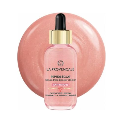 La Provençale Peptide-Éclat - Sérum Rose Booster d'Éclat Anti-fatigue - Olive violette - Peptides, Vitamine C* & Pigments lumineux - Tous types de peau -...