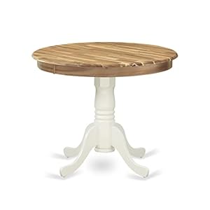 East West Furniture AMT-NLW-TP Antique Dining Round Wooden Table Top with Pedestal Base, 36×36 Inch, Oak & Black