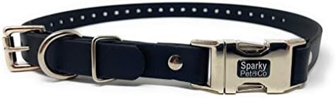 Sparky Pet Co - Apollo ECollar Replacement Strap - Dog Collar - Waterproof Biothane - Adjustable - Double Buckle - Quick Snap Metal Clasp - for Invisible Fence Systems - 3/4" x 28" (Black)