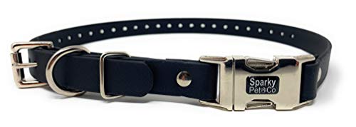 Sparky Pet Co - Apollo Ecollar Replacement Strap - Dog Collar - Waterproof Biothane - Adjustable - Double Buckle - Quick Snap Metal Clasp - For Invisible Fence Systems - 3/4" X 28" (Black) #TOP17