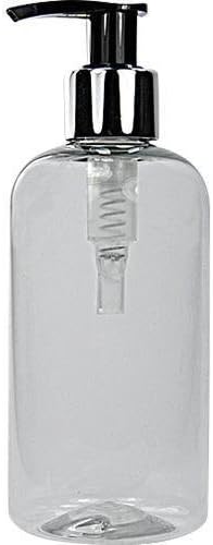 Aromabar 5 X 500ML Clear PET Plastic Bottles Silver Black Pump Dispensers
