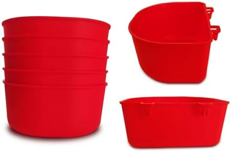 ORIBUKI 5 Pack Cage Cups Chicken Birds Feeder Water Bowl 25 OZ Rabbit Feeding Watering Dish for Travel Carrier Cat Puppy Food Dispenser Hanging Wire Cages Treats Box Seed Drinking Coop Cup Birdbath