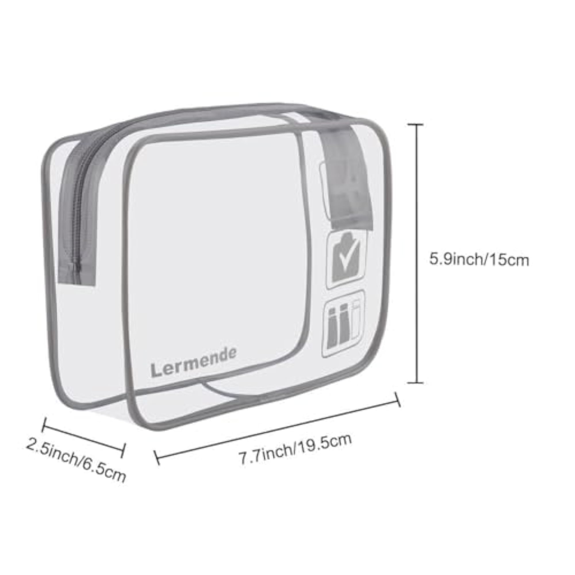 3Pcs Clear Travel Toiletry Bags, TSA Approved
