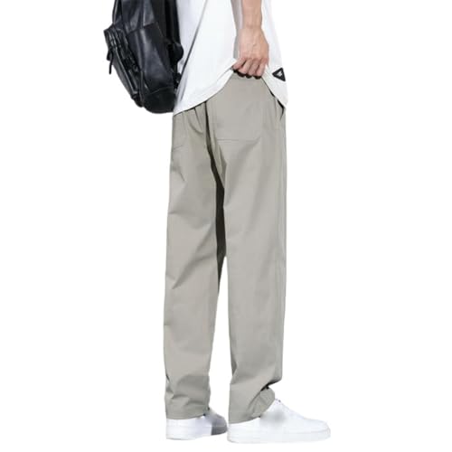 Pantalon décontracté en soie glacée fine homme au drapé droit fluide et finitions premium