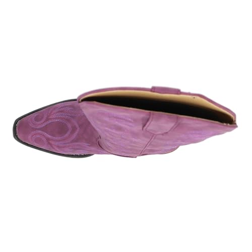 ROPER Womens Riley Embroidered Snip Toe Casual Boots Mid Calf Low Heel 1-2" - Purple4