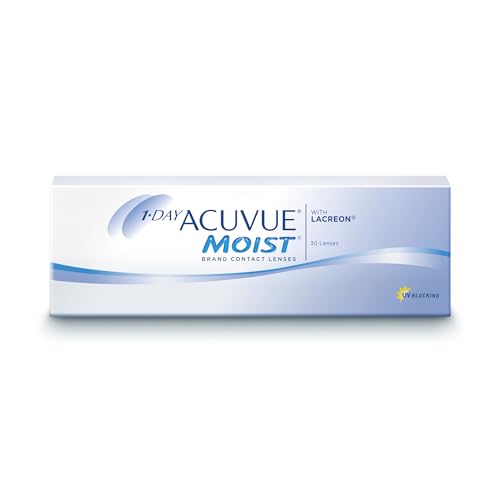 ACUVUE MOIST 1-Day Tageskontaktlinsen für empfindliche Augen & Allergiker – Tageskontaktlinsen mit -1.75 dpt und BC 8.5 – UV Schutz & Komfortables Tragegefühl – 30 Linsen