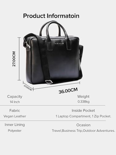 Image of Cross Mens Black High Volt Stylish 15 Inch Laptop Bag