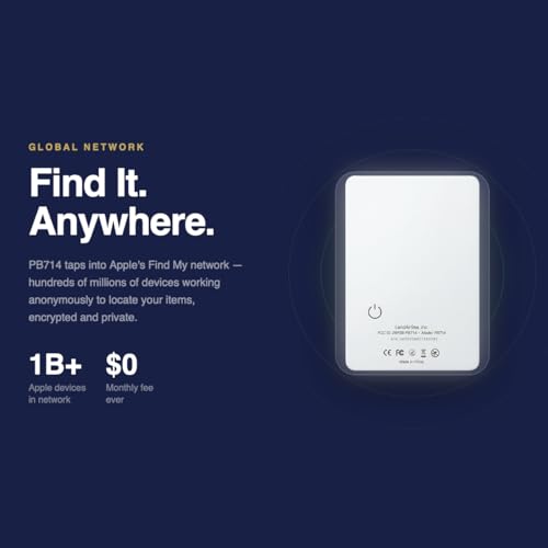 Image of LandAirSea PB714 - Ultra-Slim Apple Find My Wallet Tracker with Secure Adhesive, No Monthly Fee Bluetooth Item Locator for Wallets, Passports & Luggage