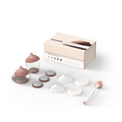 Image of Emulait Baby Bottle Starter Kit Includes 2 Bottles 2 Nipples 2 Caps 2 Lids 3 Flow System Cleaning Brush