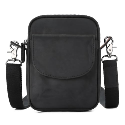 Bolso de hombro para hombre pequeño, bandolera de piel para viaje