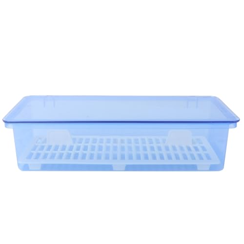 MOLUCKFU Caja Organizadora de Cubiertos de Azul con Drenaje y Tapa Antipolvo Almacenamiento para Palillos y Utensilios de Cocina Práctica y Fácil de Limpiar para Uso Doméstico y Viajes