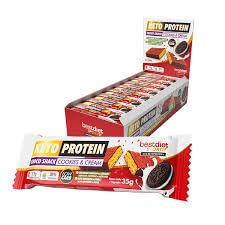 Pack 24 Barritas Keto Protein Choco Snack (Caja x 24 uds.) – Sabor Cookies & Cream – Alta Proteína y Bajo en Carbohidratos (Low Carb) – Sin Azúcar Añadido – Snack Fitness Cetogénico
