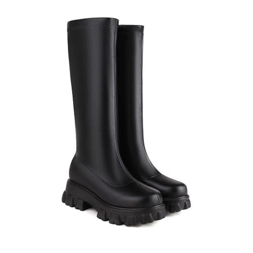 Botas de pantorrilla extra ancha de moda con suela gruesa