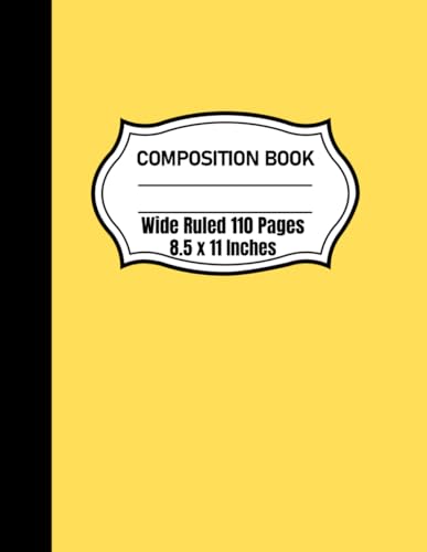 Composition Notebook Wide Ruled 110 Pages: Composition Book, 8.5 x 11 Inches Wide Rule, Pastel Color Notebook, Yellow Color, School and Office Supplies, Large Notepad, Journal for Girls and Boys image 2