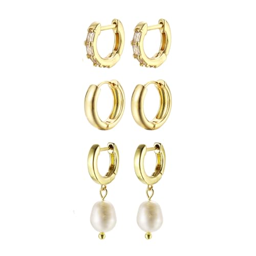 Image of Shining Diva Fashion Anti Tarnish Jewellery Celebrity Inspired 14k Real Gold Plated Simple Plain Link Chain Chunky Huggie Hoop Trendy Stylish Copper Earrings for Women Girls