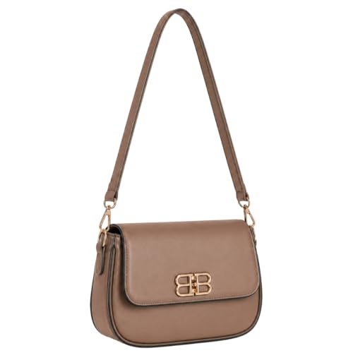 Bolsa Feminina Transversal Pequena Tiracolo Corrente Casual em Couro Sintético com Alça Transversal removível e ajustável, Compacta e Versátil para o Dia a Dia, Trabalho, Passeio, Noite (Marrom)