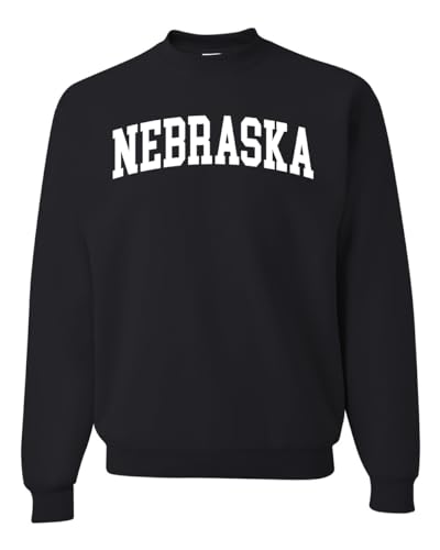 Wild Bobby State of Nebraska College Style White Fashion Unisex Crewneck Sweatshirt, Black, Large
