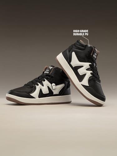 Image of The Souled Store UBZ Ascend: Men and Boys High Top Sneakers | Colourblocked Trainer with Durable PU, Padded Collar & Superior Grip Outsole
