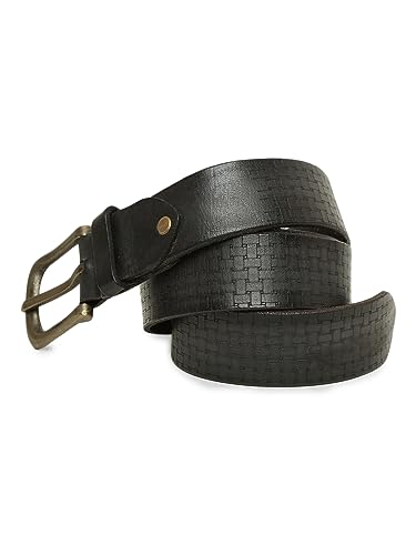Image of ART N VINTAGE Men's Genuine Pure Leather Black Belts with Metal Brass Buckle - Classic Elegance for Every Outfit