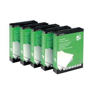 5 Star Copier Paper Recycled Ream-Wrapped 80gsm A4 White [5 x 500 Sheets]