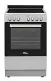 Premium Levella PREV2406VS 24' Freestanding Vitroceramic Smooth Cooktop Electric Range with 4 Burners and 2.6 Cu. Ft. Single Convection Oven in Silver